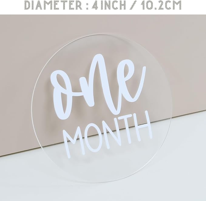 Acrylic Baby Milestone Discs for Photos - 13 PCS Clear Monthly Cards, Photo Prop, Newborn Birth Announcement Sign, Circles Marker