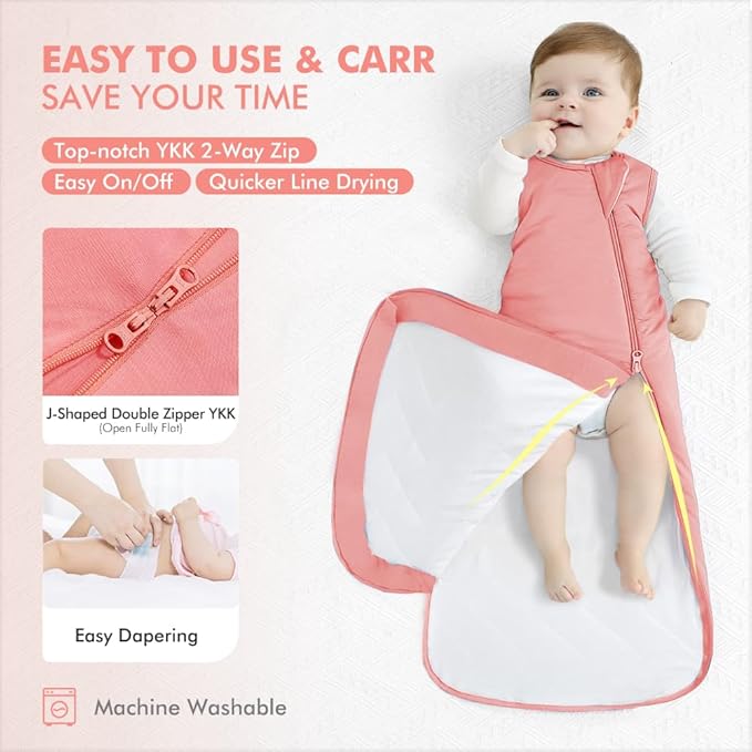 HAPIU Unisex Rayon Made from Bamboo Baby Sleep Sack TOG 1.0, 2-Way Zipper YKK, Wearable Blanket Baby