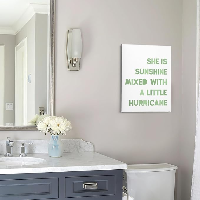 PHAMTE Girls Bedroom Wall Decor,She Is Sunshine Mixed With a Little Hurricane Girls Room Wall Art,Sunshine Print Framed Canvas Painting Artwork Girl Room Bedroom Home Nursery(11x14 Inch)（White-2）