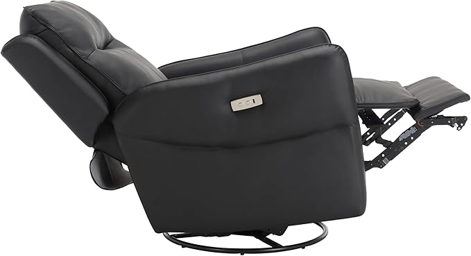 MINCETA Power Recliner Chairs,Modern Upholstered 270 Swivel Nursery Rocker Glider Recliner for Living Room,Set of 2,PU Leather in Black