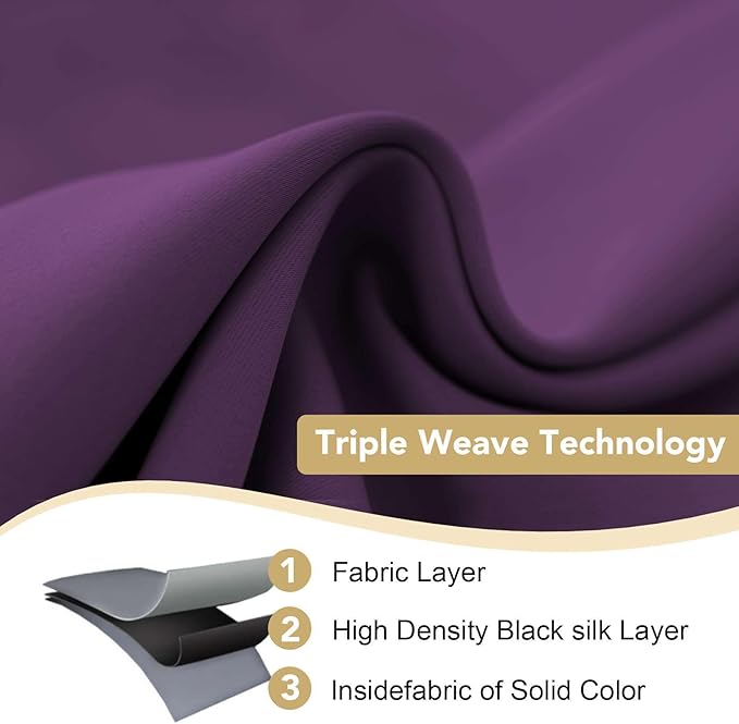 H.VERSAILTEX Blackout Curtains/Draperies/Drapes for Bedroom 108 Inches Long, Extra Long Thermal Insulated Window Treatment Light Blocking Grommet Privacy Curtains, Plum Purple, 2 Panels