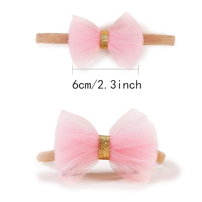 OOSAKU Baby Girl Flower Headbands Set Elastic Floral Headbands 6pcs Soft Nylon Hair Band for Newborn Toddler Hair Accessories (XKFD001)