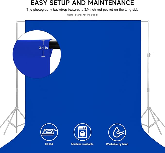 YSKE-Y1 10x7ft Blue Photo Backdrop Background, Seamless Fabric Photography Backdrop Curtain Screen for Photoshoot Video Studio Party