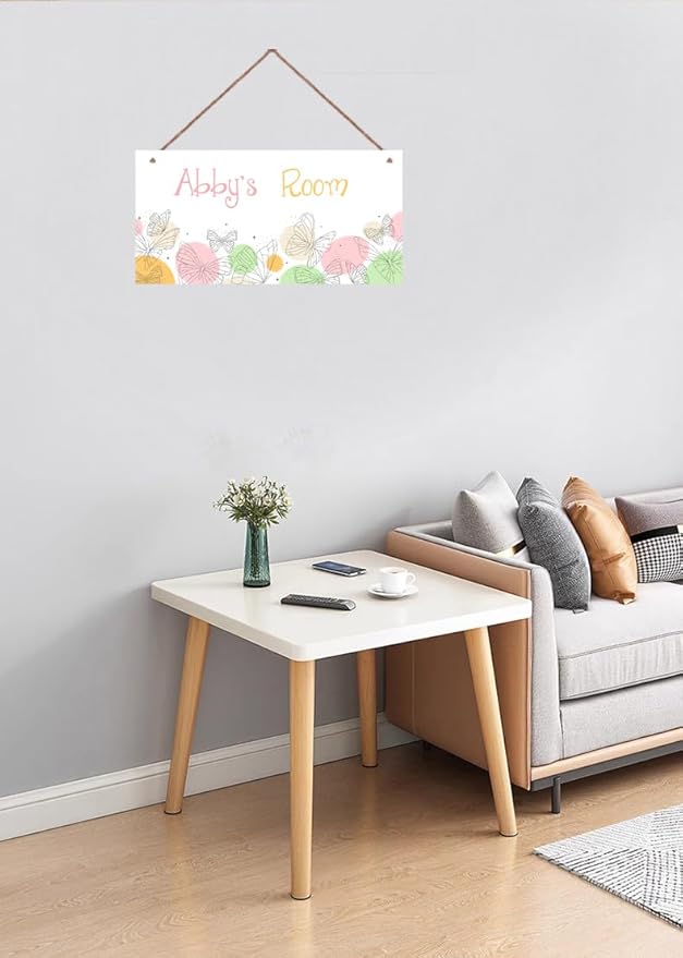Personalized Butterfly Sign Fantasy Art Décor For Kids Room Custom Name Door Wall Decor, Floral Nursery Art Boys Room Girls Bedroom