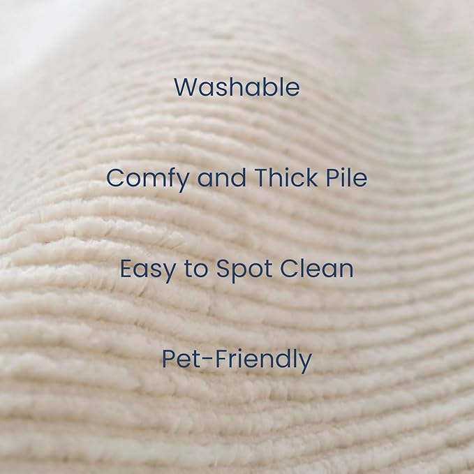 Revival Rugs Stripe 5'3"x8' Washable Area Rug for Living Room Bedroom - 100% Recycled Oeko-TEX Certified, Medium Pile, Beige, Cream