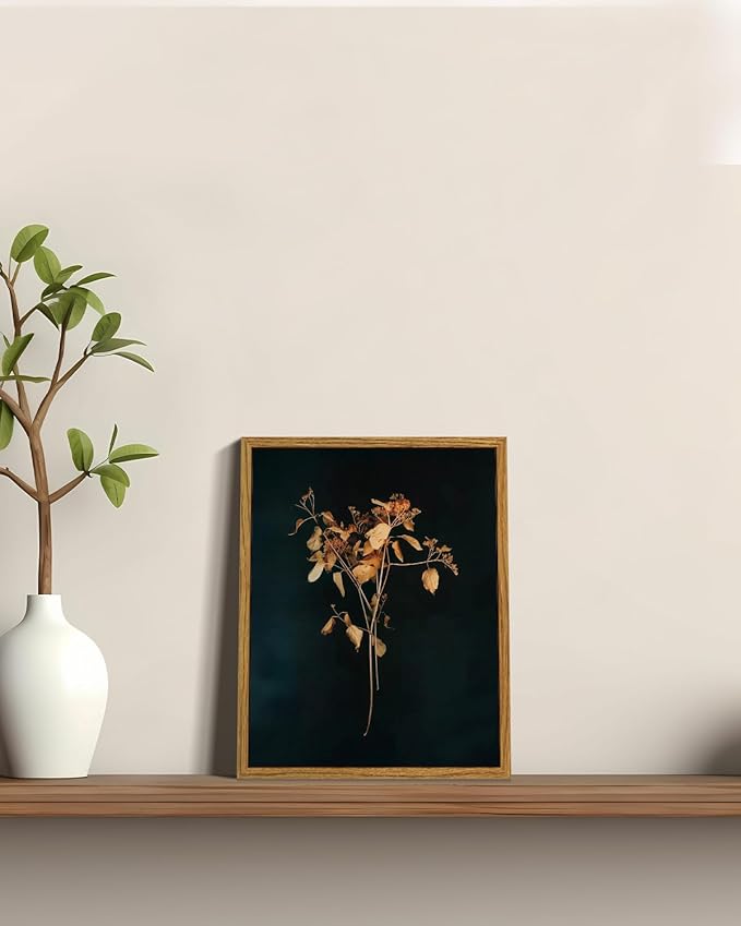 ARPEOTCY Vintage Framed Botanical Wall Art, Bedroom Bathroom Dark Floral Pictures Art Decor, Canvas Print Retro Paintings, Home Rustic Farmhouse Neutral Moody Decor, 8x10 Inch