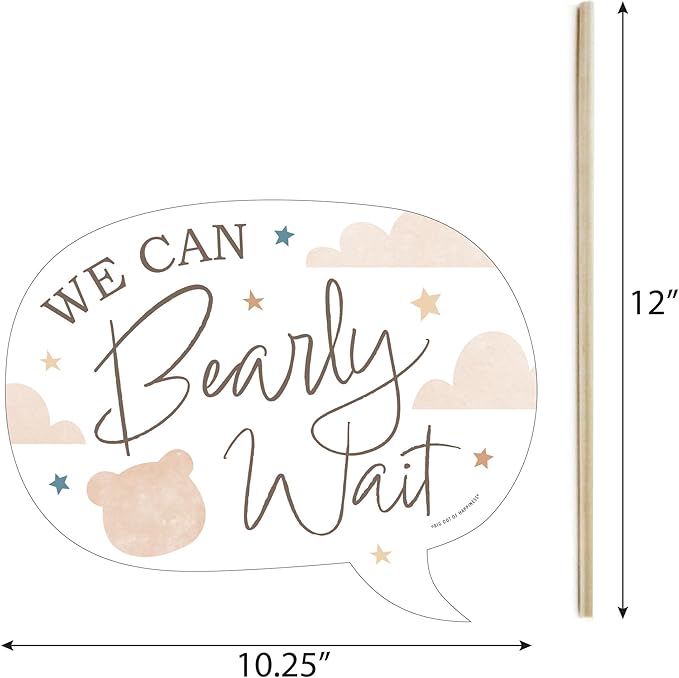 Big Dot of Happiness Funny We Can Bearly Wait - Teddy Bear Baby Shower Photo Booth Props Kit - 10 Piece