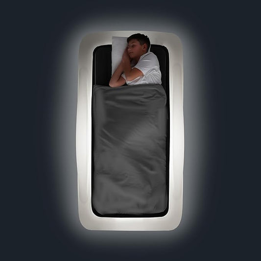 Inflatable Travel Bed LED Lights with Remote Portable Kids Bed Kids Air Mattress Twin Sized Mattress Blow up Bed Travel, Camping, Sleepovers Glowing Halo of Light Make Fear Disappear