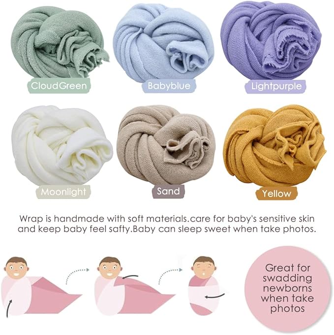 Newborn Posing Wrap Newborn Photography Props Soft Stretch Knit Blanket Handmade Wrap for Baby Boys Girls Photoshoot