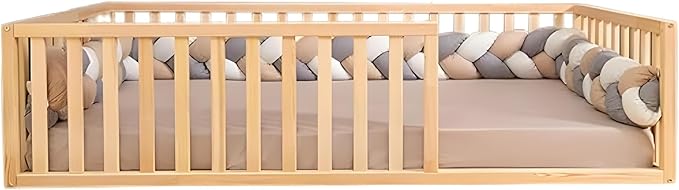 Montessori Floor Bed Small Size 52x27,5"/ Height 18.90'' | Pine Tree Toddler Bed Frame, Wood Bed Frame | Gift for Kids Room Decor (Small)