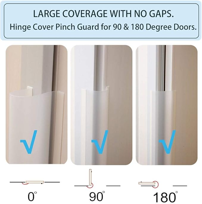 4 PCS AILUOQI Door Jam Shield Finger Pinch Guard for Baby Proofing, Kids, Hinge Cover Pinch Guard for 90 & 180 Degree Doors Frame & Baby Gate. 47.2" H, 6.7" W. 4 Pieces Set