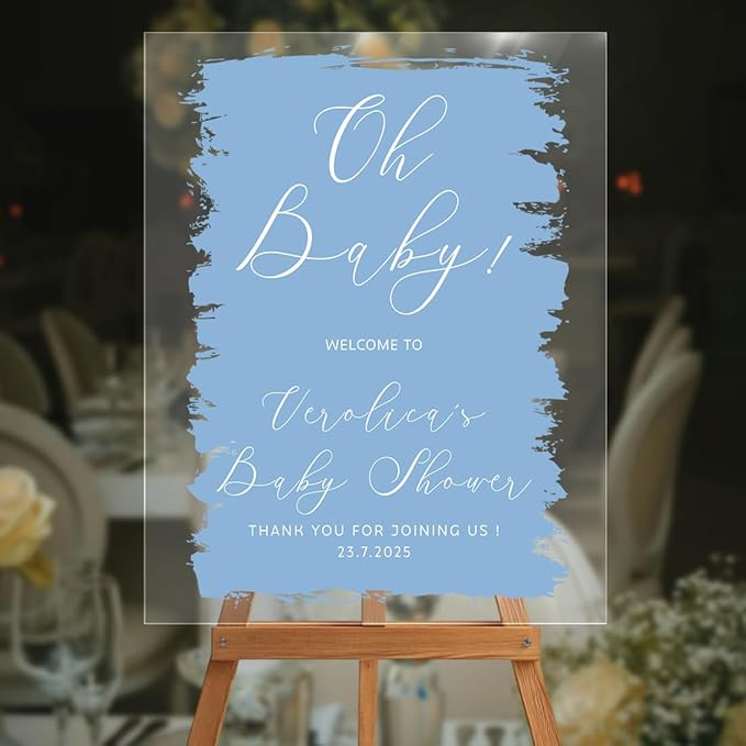 Personalized Color Brush Stroke Baby Shower Welcome Sign for Veronica - Oh Baby Announcement Sign