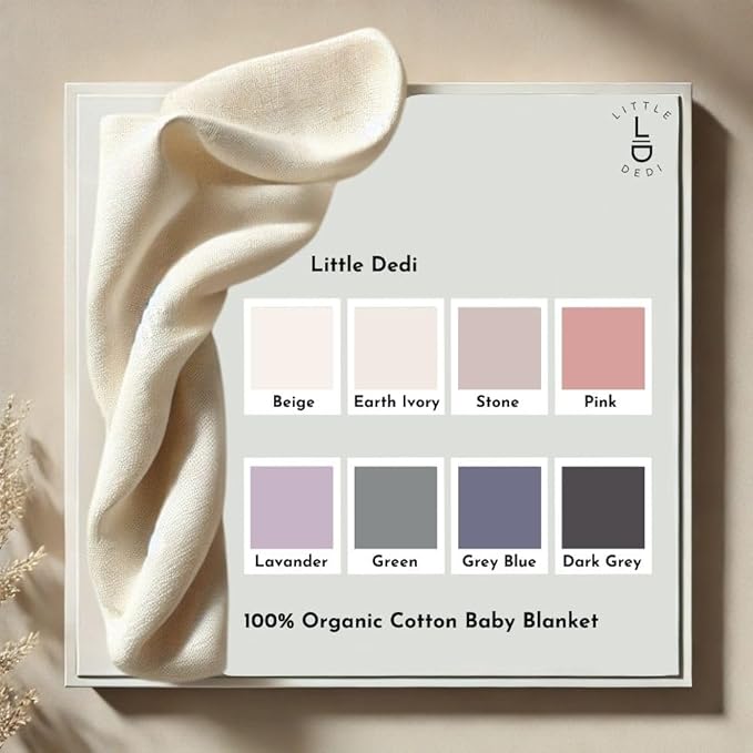 100% Organic Cotton GOTS Certified Baby Knitted Blanket with Gift Box - Soft Toddler, Crib, Stroller Blanket - Neutral Swaddle and Receiving Blanket for Newborns, 30"x40", Lavender Frost