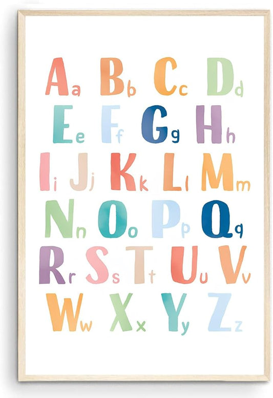 OZCONO Rainbow Alphabet Poster for Kids, Educational ABC Wall Chart for Classroom Decor, Montessori, Nursery Toddler Learning (Unframed) (12x18)