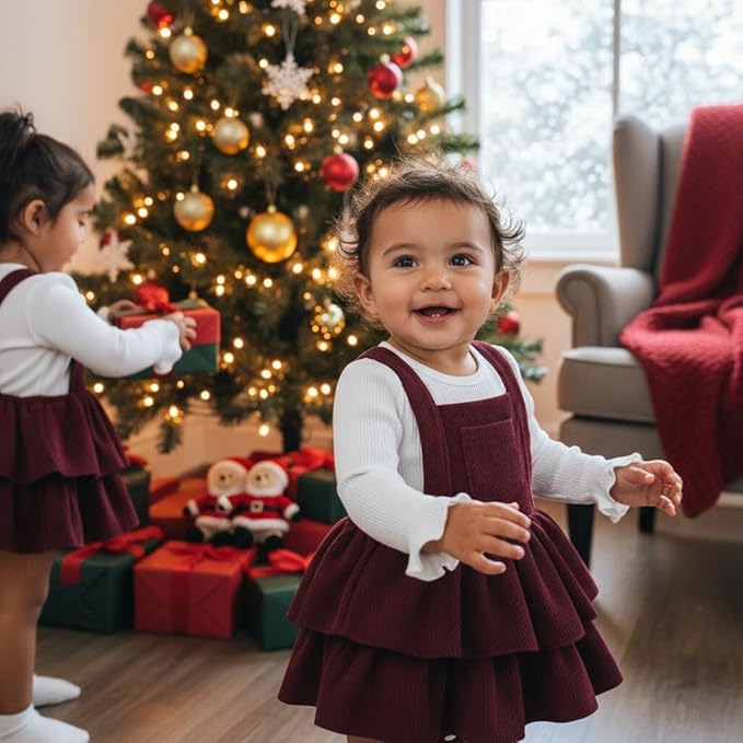 YOUNGER TREE Newborn Baby Girl Fall Winter Outfits Long Sleeve Romper Corduroy Overall Dress Infant Skirt Clothes Sets