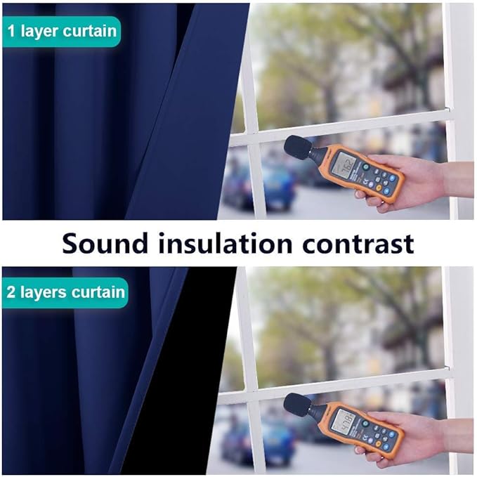 NICETOWN 100% Blackout Curtain Panels, Thermal Insulated Black Liner Curtains for Nursery Room, Noise Reducing and Cold Blocking Drapes for Windows (Set of 2, Royal Blue, 42" Wide by 63" Long)
