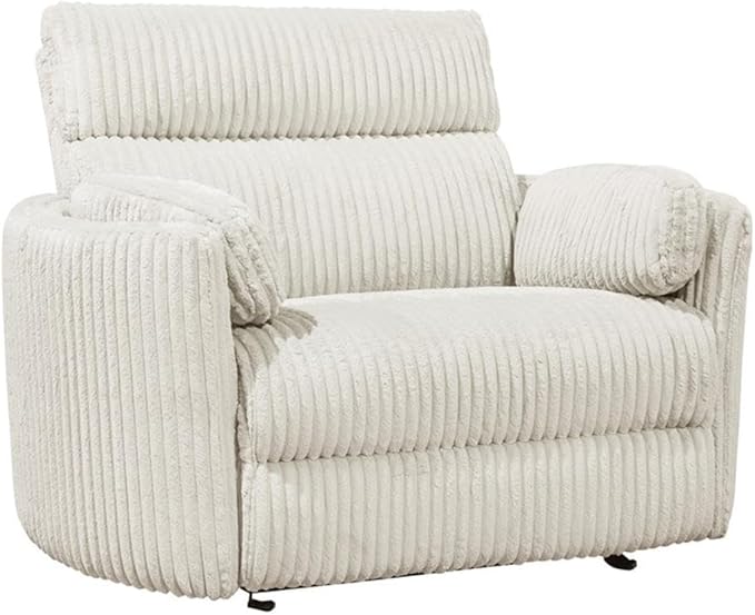 Pemberly Row Mega Ivory XL Extra Wide Power Glider Recliner (Set of 2) with USB Charging Ports and 2 Comfort Pillows for Living Room