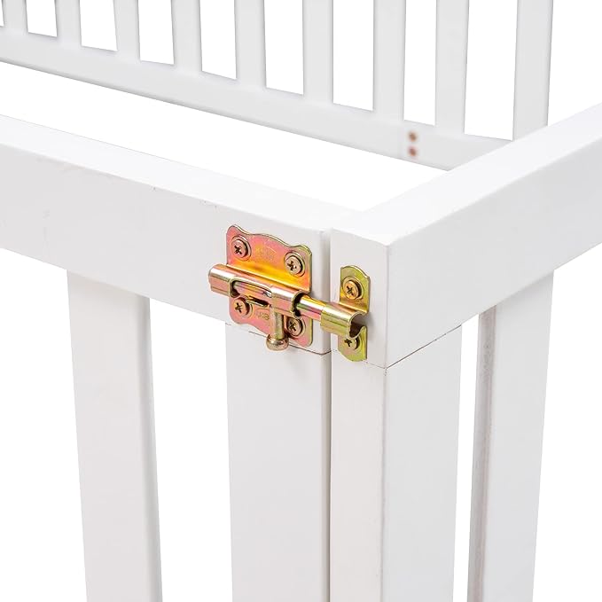 Merax Full Floor Bed with Safety Guardrails and Door, Wood Montessori Floor Bed Frame for Kids, Full Playhouse Bed Frame for Baby Girls and Boys, White