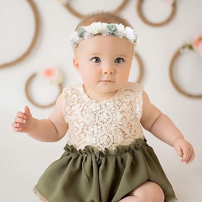 Hairband, 2pcs Children Girl Lace Headbands with Flower, Adjustable Size Hair Accessories Gift for Children