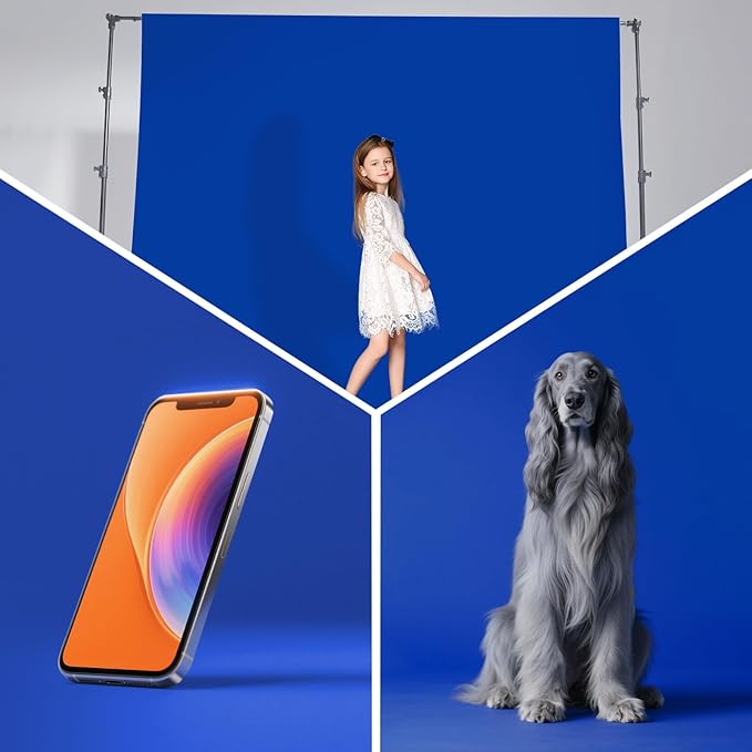 YSKE-Y1 10x10ft Blue Photo Backdrop, Seamless Fabric Background Photography Backdrop Curtain Screen for Photoshoot Video Studio Party