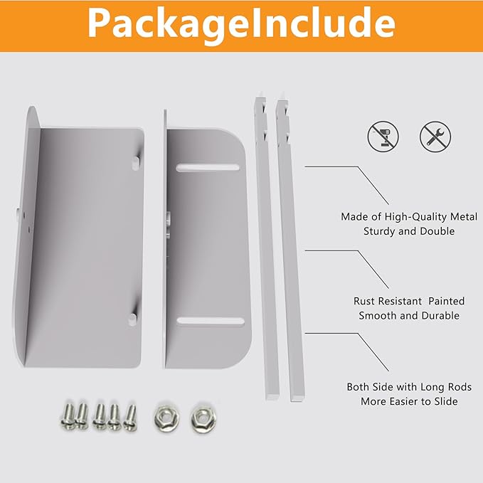 Adjustable Bifold Door Lock - Metal Child & Pet Proof Safety Locks for Cabinets, Closets, Pantry (0.6"-2" Door Thickness) No Drill Installation, White Finish w/Spare Screws (4 Pack)
