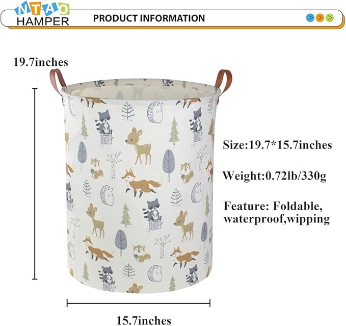 Laundry Hamper, Laundry Basket, Waterproof Storage Bin for Bedroom, Clothes Organizer Basket, Books Box, Room Decor(Animal)