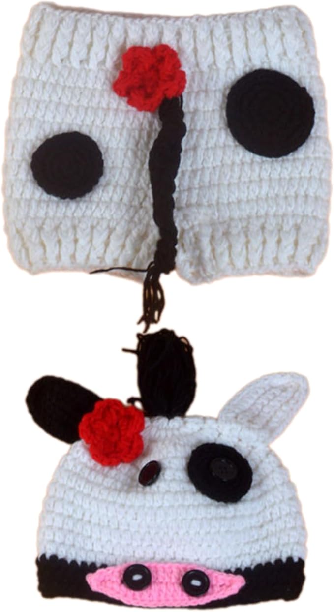 Baby Photography Props Cow Hat Crochet Shorts Infant Photoshooting Outfit Photo Posing Suit Photo Outfi PhotoShooting Clothes