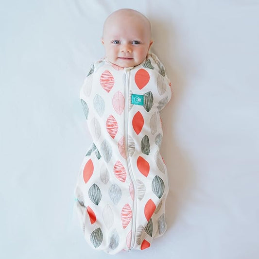 ergoPouch Cocoon Swaddle Sack 0.2 TOG - Baby Sleep Sack, Gentle Snug Fit Helps Calm Startle Reflex, Ideal for Arms In/Out Sleeping, Soft Breathable Fabric for Better Sleep (3-6 Months, Blush Leaf)