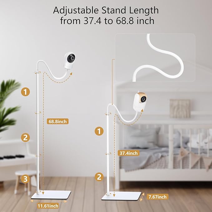 Baby Monitor Floor Stand Mount Compatible with Vtech VM819, Advanced HQ Max, New VM901, RM7764HD, RM5467HD Baby Monitor, Baby Camera Stand Holder with Height Adjustable, Out of Baby Reach, More Safety