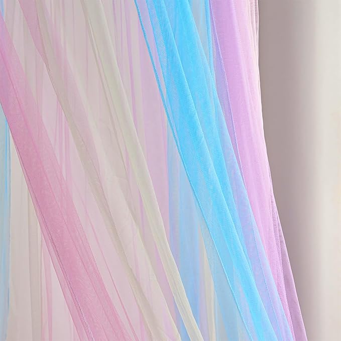 Kertnic Rainbow Bed Canopy for Girls Dreamy Mosquito Net for Bed Round Dome Princess Bed Canopy Girl Room Play Tent Kids Canopy Bed Netting Curtains (Single Layer- Purple)