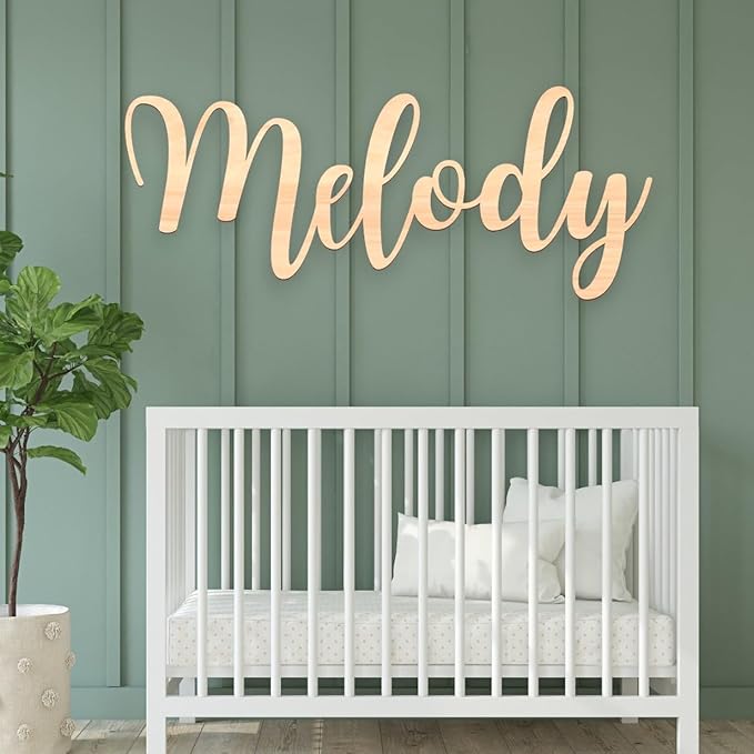 Personalized Name Sign for Nursery - Custom Wooden Name Signs for Kids Room, Personalized Nursery Name Sign - Perfect Baby Room Decor, Wall Name Decoration & Wedding signs, Family Name Signs (Single Name)