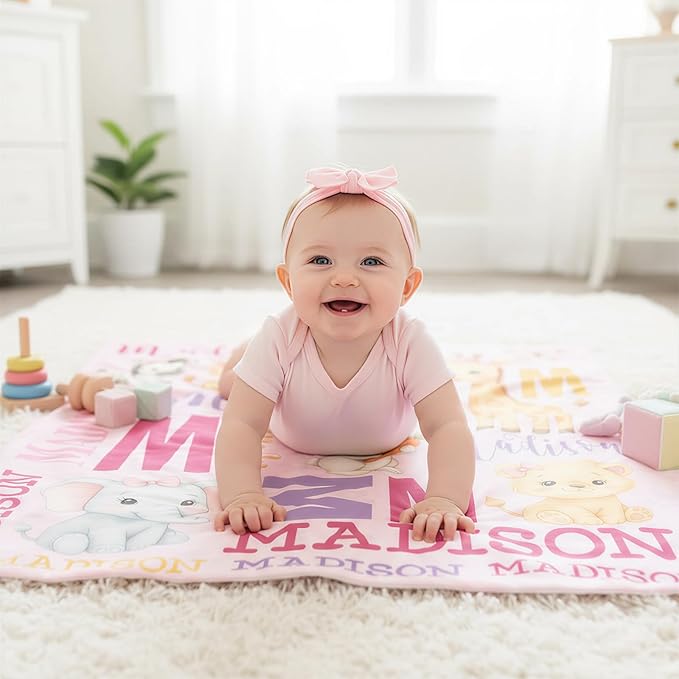 Personalized Baby Blanket for Boys Girls, Ship Next Day, Custom Name Blanket with Name, Printed in USA, Personalized Gifts for Baby Shower Birthday Christmas, Soft Blankets for Newborn Kids Adult