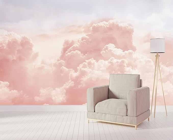 Pink Clouds Wall Mural Wallpaper for Bedroom 137" x 100"