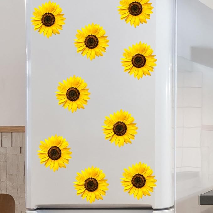 Floral Sunflower Wall Sticker Peel and Stick Flower Pattern Decal for Living Bedroom Nursery Easy to Apply and Remove Home Decoration Tear-Resistant Self-Adhesive Wallpaper