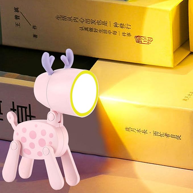 Children Mini Lamp, Folding Animal Night Light | Decorative Eye Protection LED Kids Reading Light with Phone Holder, Portable Battery Lamp.