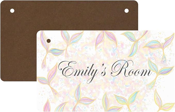 Dreamy Mermaid Design Personalized Room Door Sign Custom Name Signs Kids Girls Bedroom Decor Nursery Dorm Farmhouse Baby Room Wood Hanger Toddler Art Wall Plaque 12x6 Inches