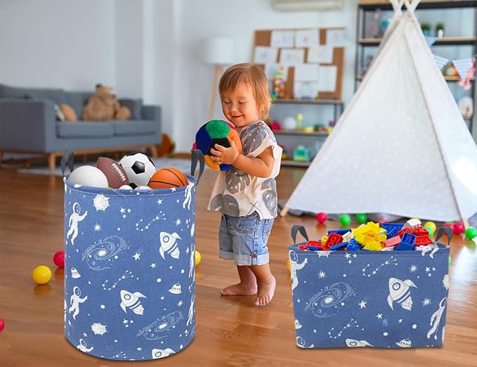 Kids Laundry Hamper,Laundry Basket,Baby Nursery Hamper,Waterproof Storage Bin,Clothes Organizer Basket,Room Decor(Universe)