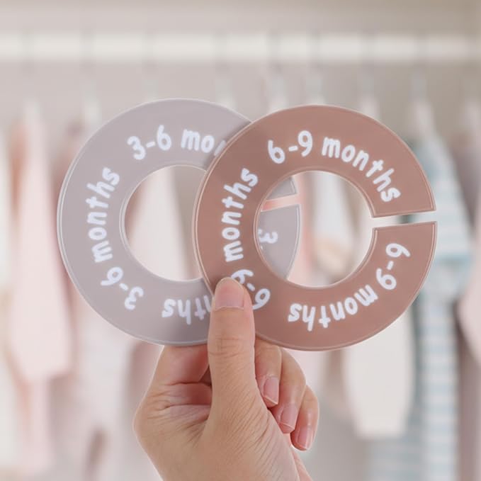 8 Pcs Baby Closet Dividers for Clothes, Round Baby Clothes Dividers Wardrobe Organizer Double-Sided Nursery Clothing Organizer for Closet 8 Sizes from Newborn to 24+ Months