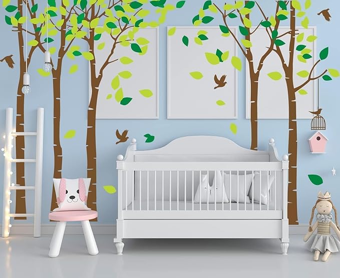 Giant Jungle Tree Wall Decal Tree Wall Sticker Removable Vinyl Sticker Mural Art Kids Room Nursery Bedroom Living Room Decoration (103.9x70.9)