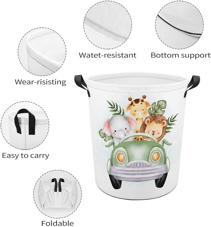 Cartoon Baby Laundry Basket Jungle Nursery Decor Elephant Giraffe Hampers Boys Hamper Clothes Toy Storage Bin Kids