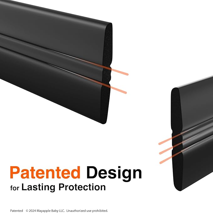 Roving Cove PreFit (Classic) Furniture Edge Corner Protector (Standard 15ft Edge 4 Corners), Baby Proofing Bumper Guards, Onyx Black, Pre-Taped, for Straight Smooth Surfaces