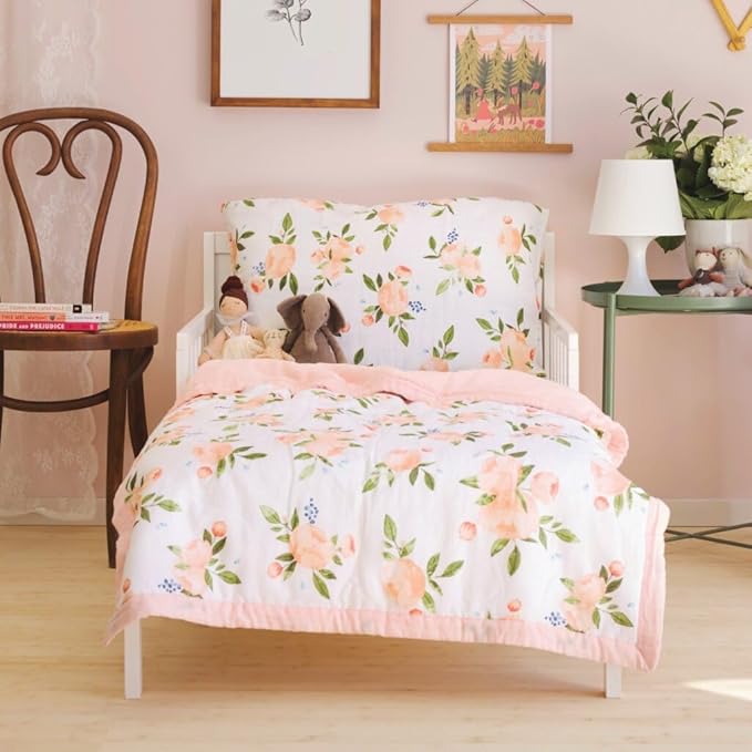 Little Unicorn Lofty Comforter Blanket | Super Soft & Breathable Muslin Fabric| Great for Play & Bedtime Blanket (Watercolor Roses Grande)