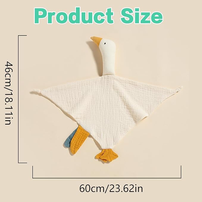 Personalization Baby Lovey Blanket,Organic Cotton Muslin Security Blanket with Cute Goose Design | Hypoallergenic Newborn Gift for Christening, Baby Shower & Nursery Essentials