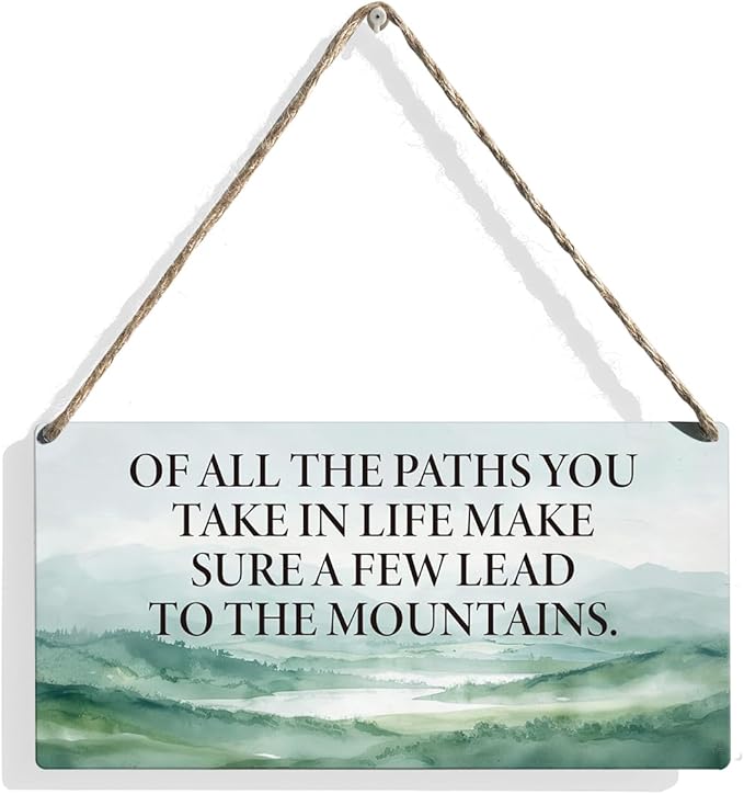 Inspirational Quote Mountain Wood Wall Decor of All the Paths You Take in Life Wall Cabin Decor for Home Office Bedroom 12 × 6 Inch