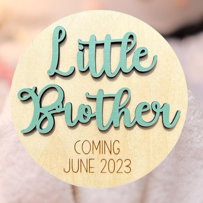 Baby Coming Soon Announcement Personalized Sign with date, Pregnancy Announcement plaque, maternity photo prop, Baby Announcement Sign (Little Brother/Sister)