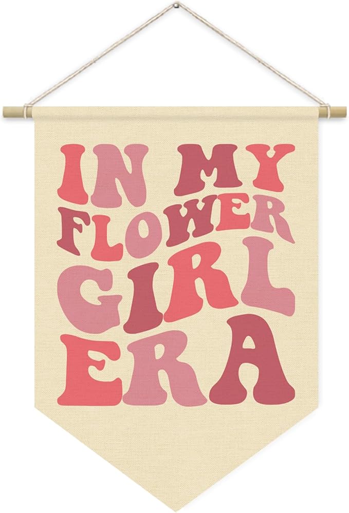 Bridal Wedding Party Banner, In My Flower Girl Era Pennant Flag, Wedding Girl Retro Wavy Groovy Wall Hanging Decor