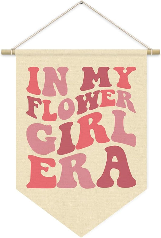 Bridal Wedding Party Banner, In My Flower Girl Era Pennant Flag, Wedding Girl Retro Wavy Groovy Wall Hanging Decor
