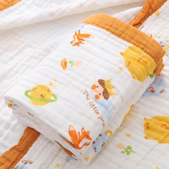 BATTILO PTY 6 Layer Muslin Baby Blankets, Nursery Blankets for Boys Girls, Swaddle Blankets Babt Blanket Neutral Soft Lightweight Toddler and Kids Throw Blanket(Prince Planet)