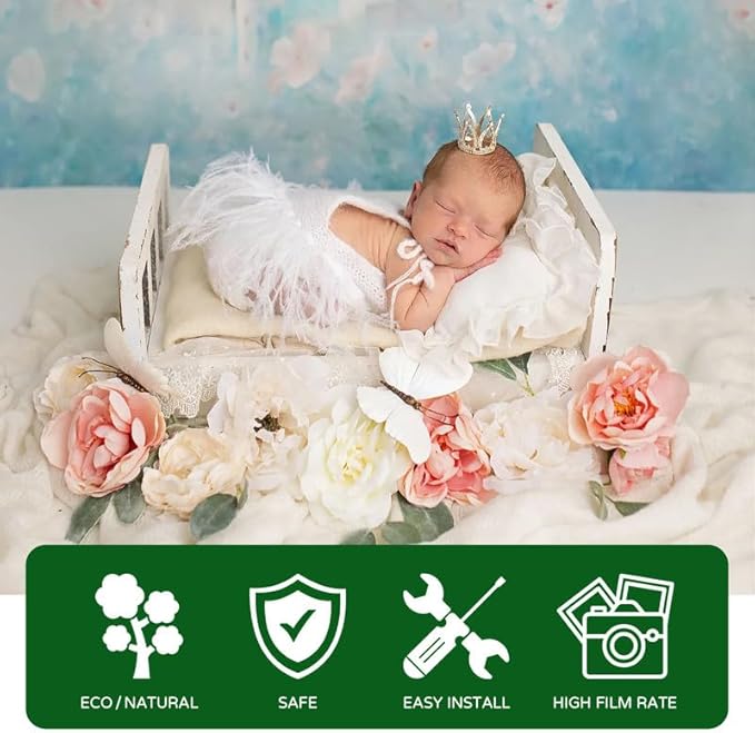 Newborn Photography Props Bed Old-Fashioned Craftsmanship Newborn Photo Props Retro Old Style Baby Photo Props Wooden Bed Infant Photoshoot Props Studio Baby Doll Bed Wooden Play Bed for Dolls, White