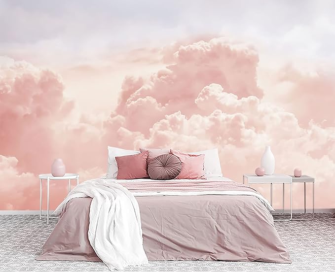 Pink Clouds Wall Mural Wallpaper for Bedroom 137" x 100"